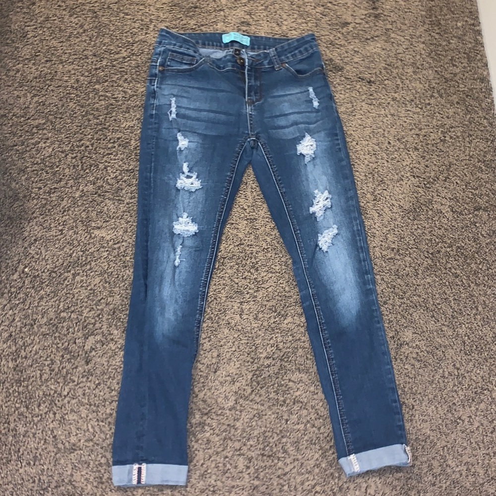 blue skinny jeans